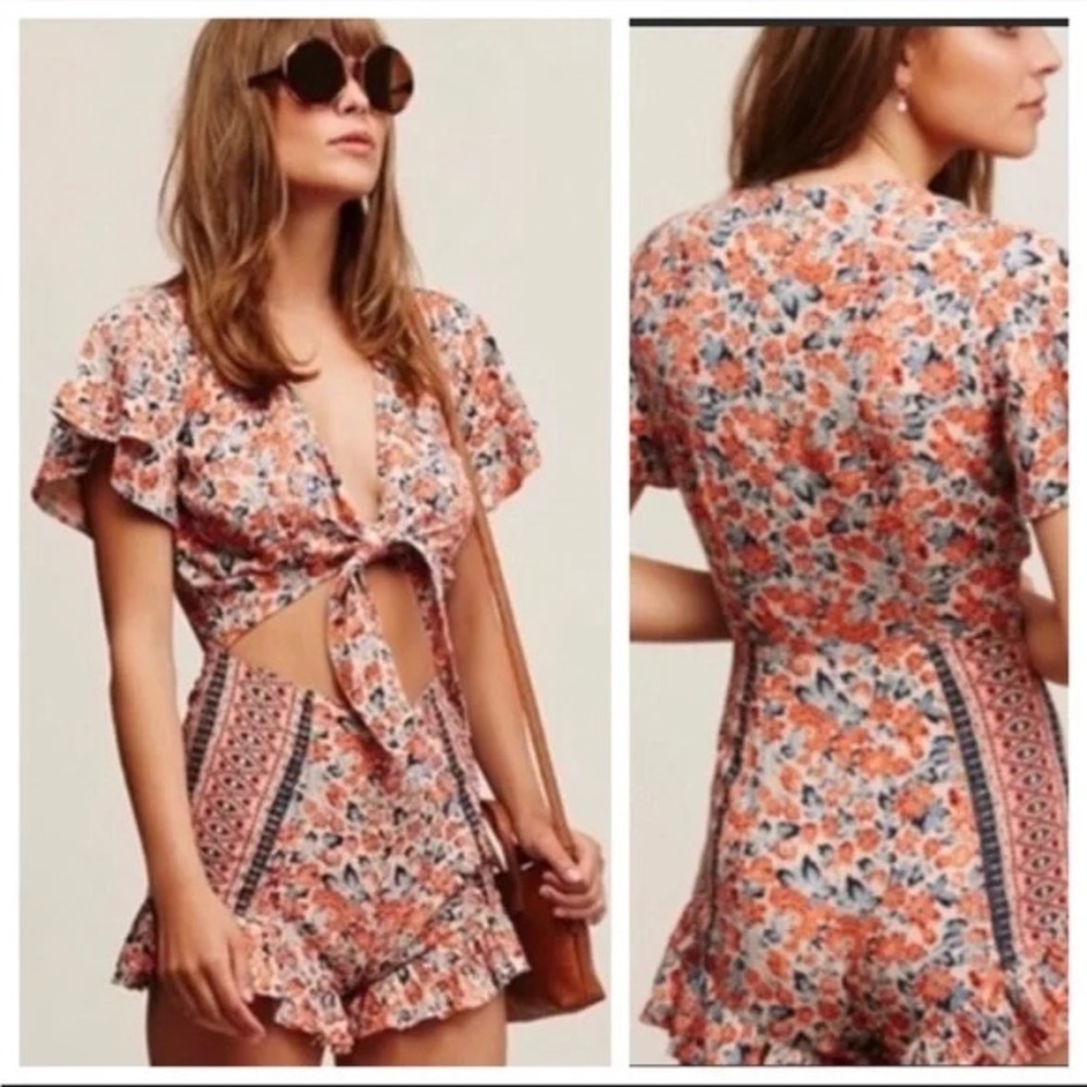 Free People Floral Tie-Front Romper